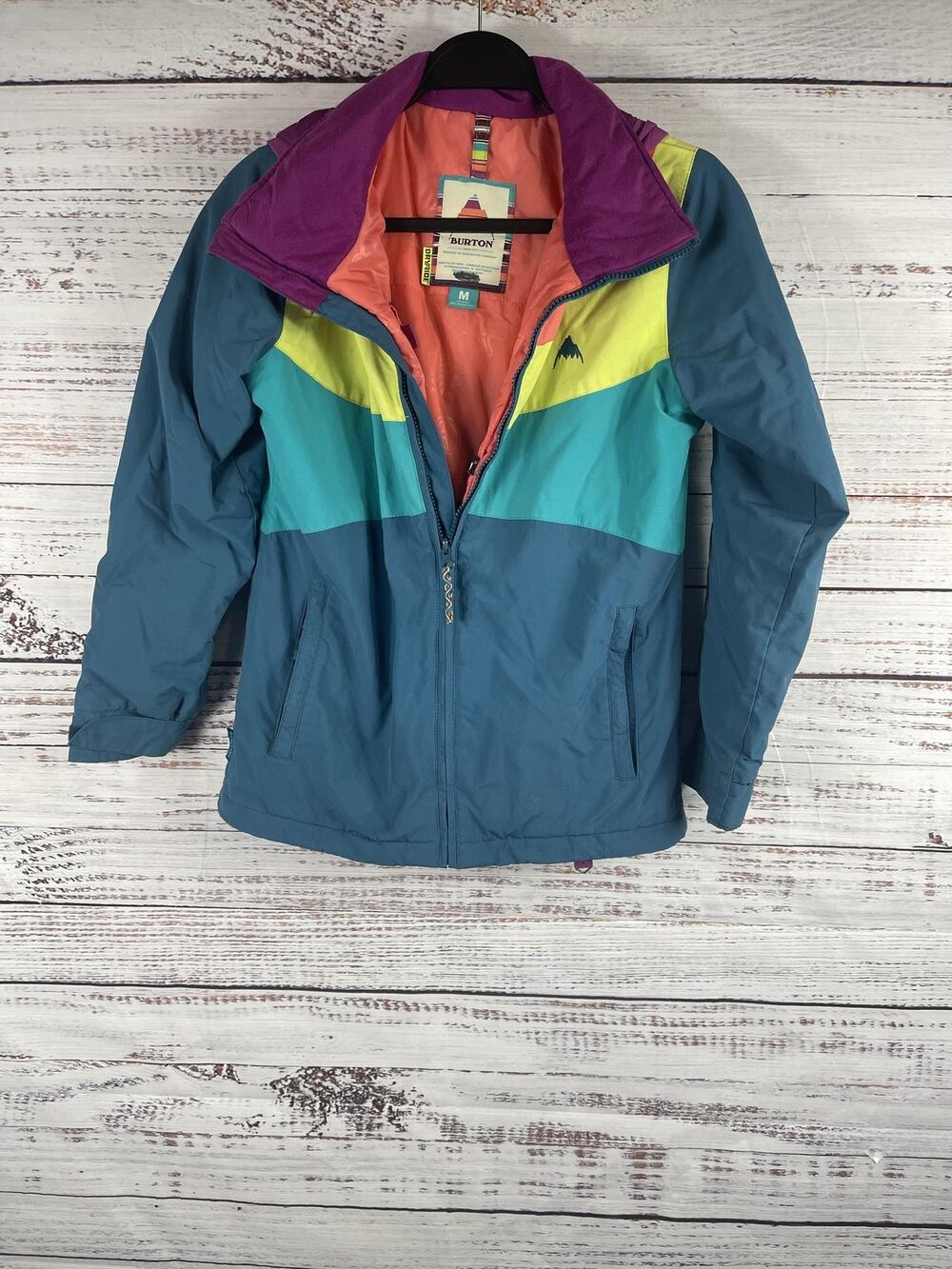 Burton Jacket Girls Size Medium Blue Teal DRYRIDE Hooded Insulated Snowboard Ski